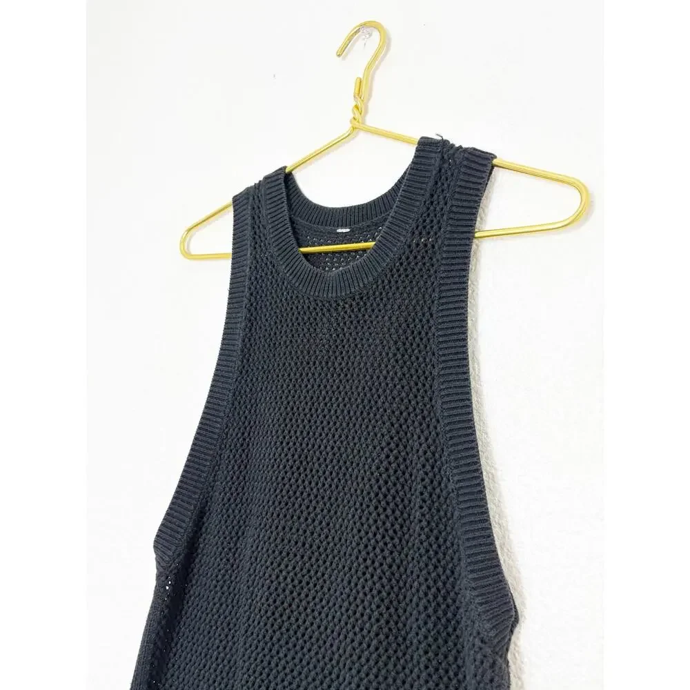 Lululemon Simply The Vest Black Open Knit Oversized Pullover